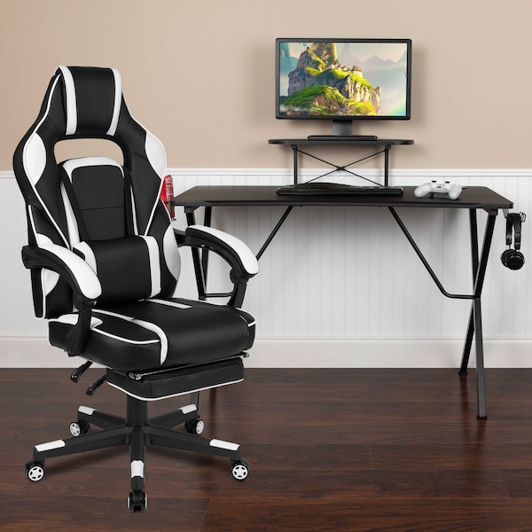 Flash Furniture Black Gaming Desk-Cup Holder/Reclining Chair Set BLN-X40RSG1031-WH-GG - main